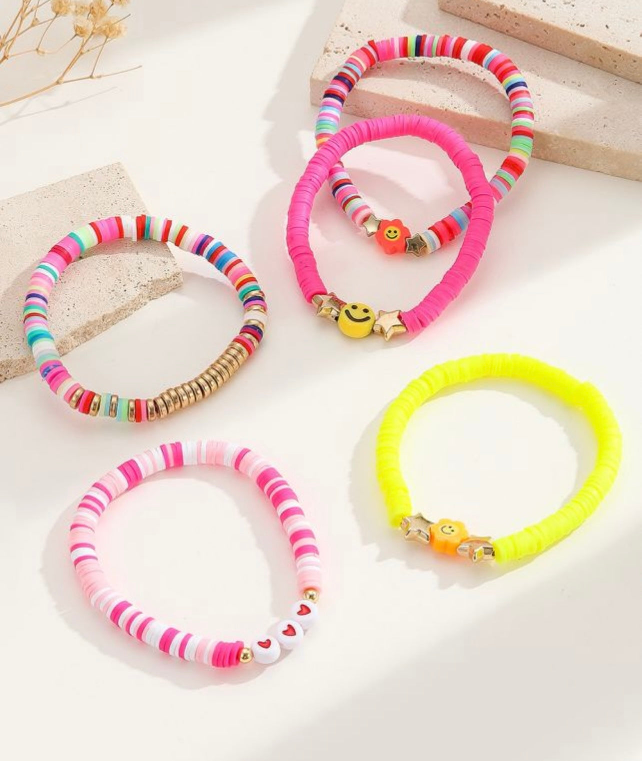 Smiley pink girly friendship bracelets