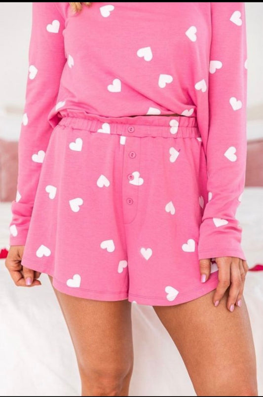 Heart long sleeve and shorts PJ’s set