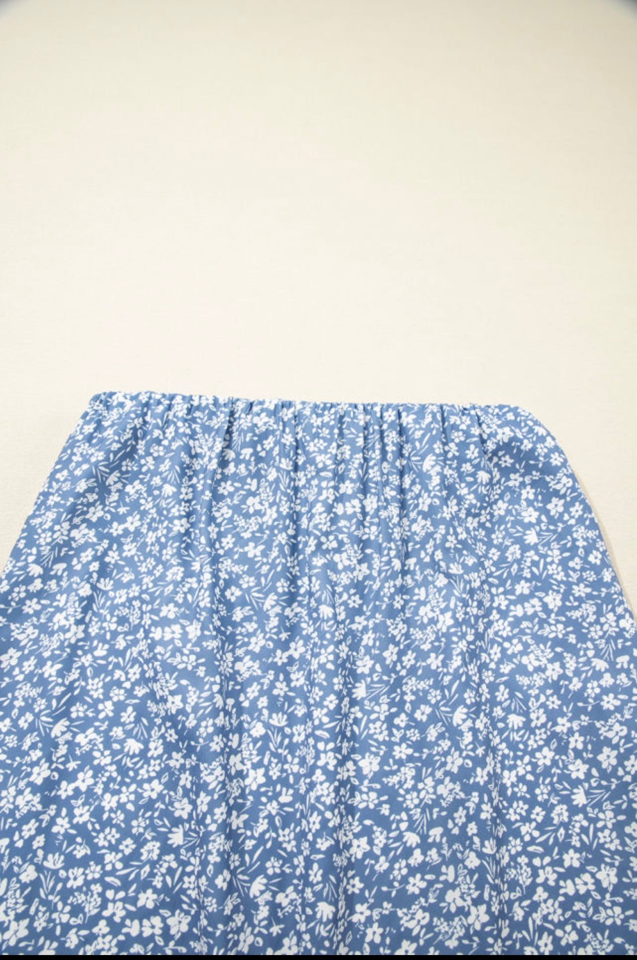 Sky blue boho high waist side slit skirt