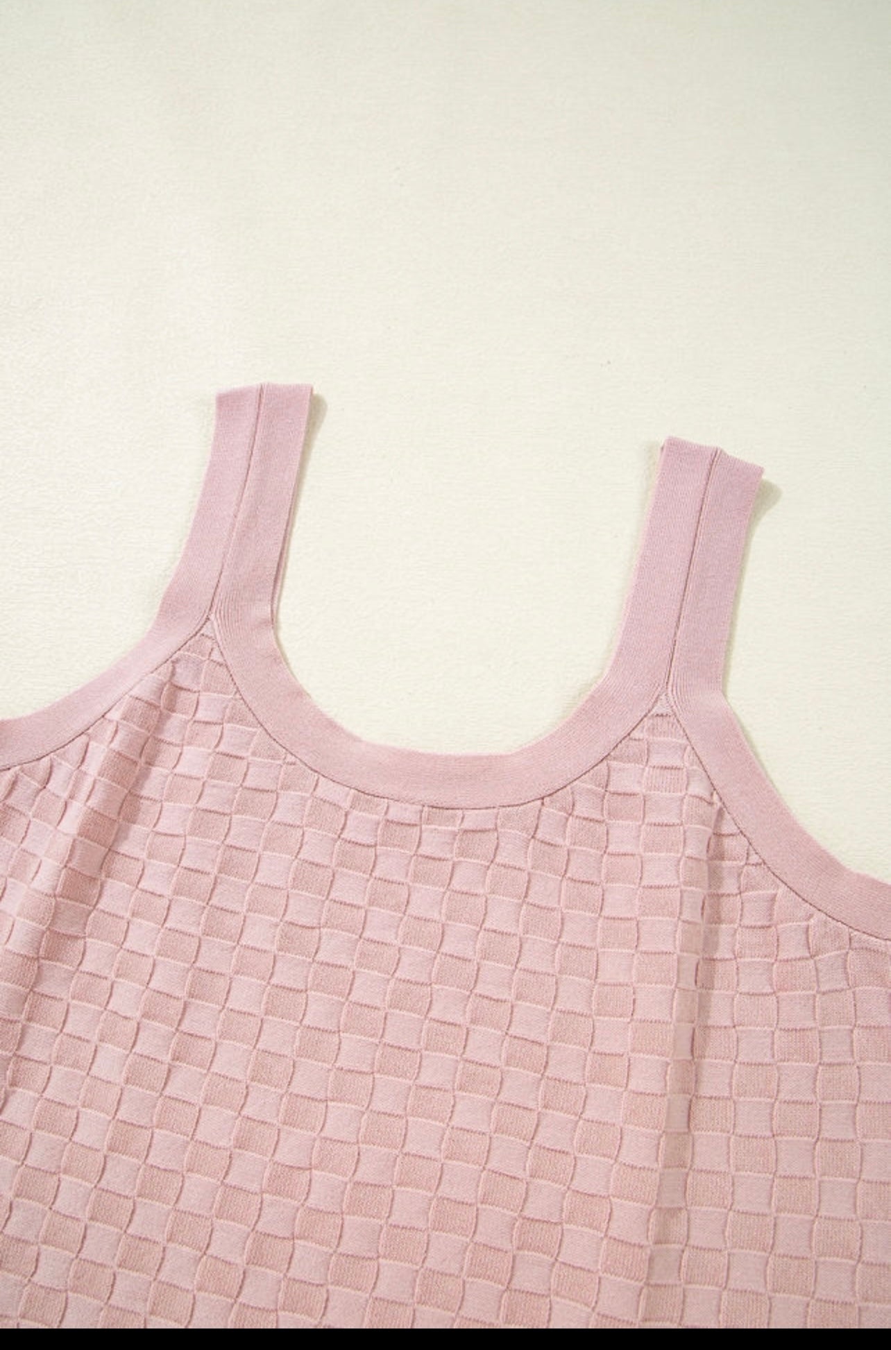 Light pink textured checkered tank