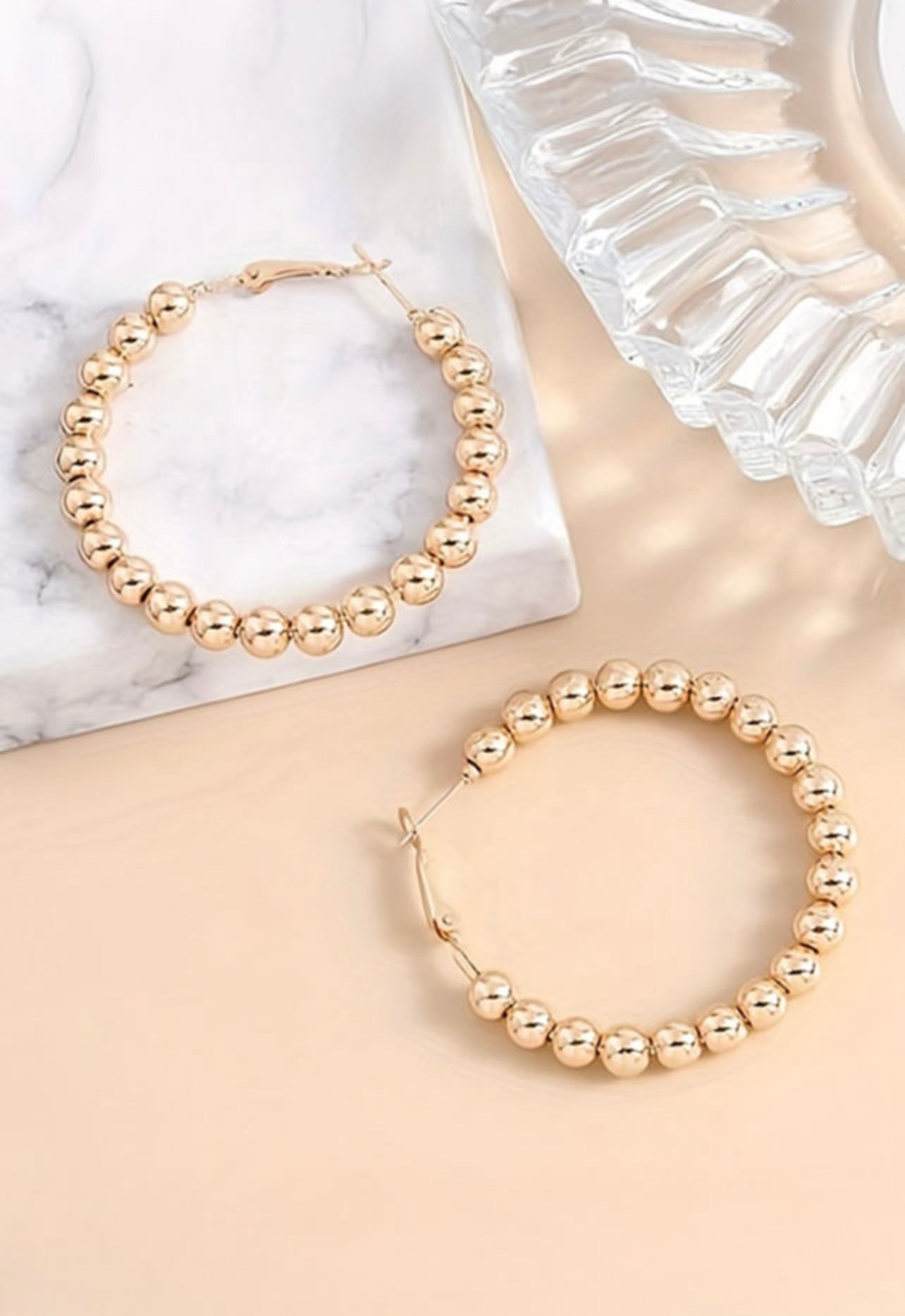 Gold beaded hoops