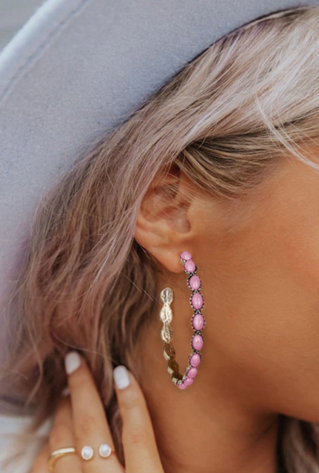 Bonbon pink big circle earrings