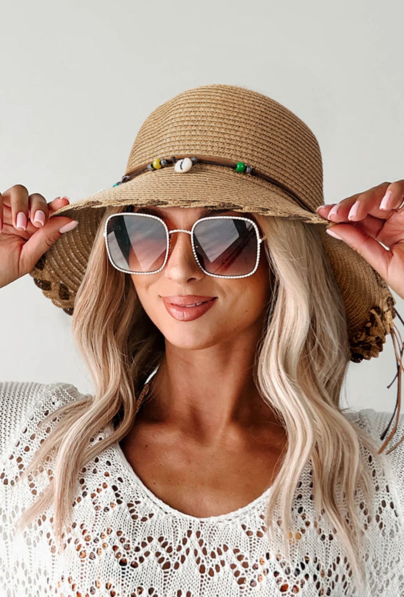 Boho woven sun hat