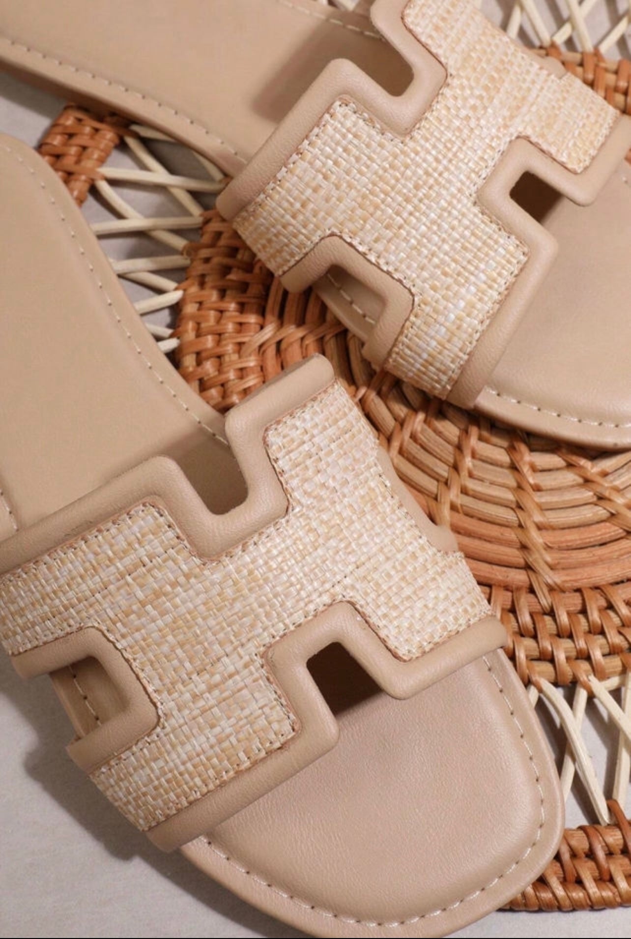 White open toe slides