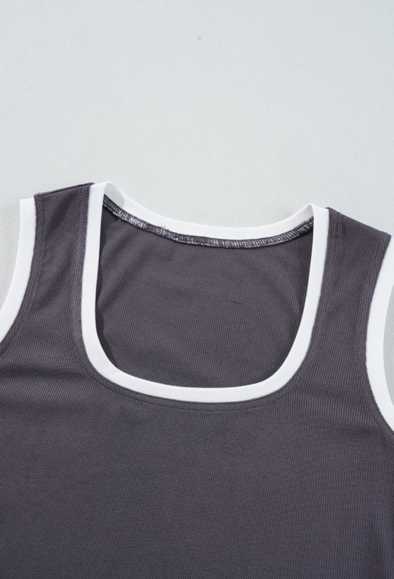 Carbon grey ribbed knit tank