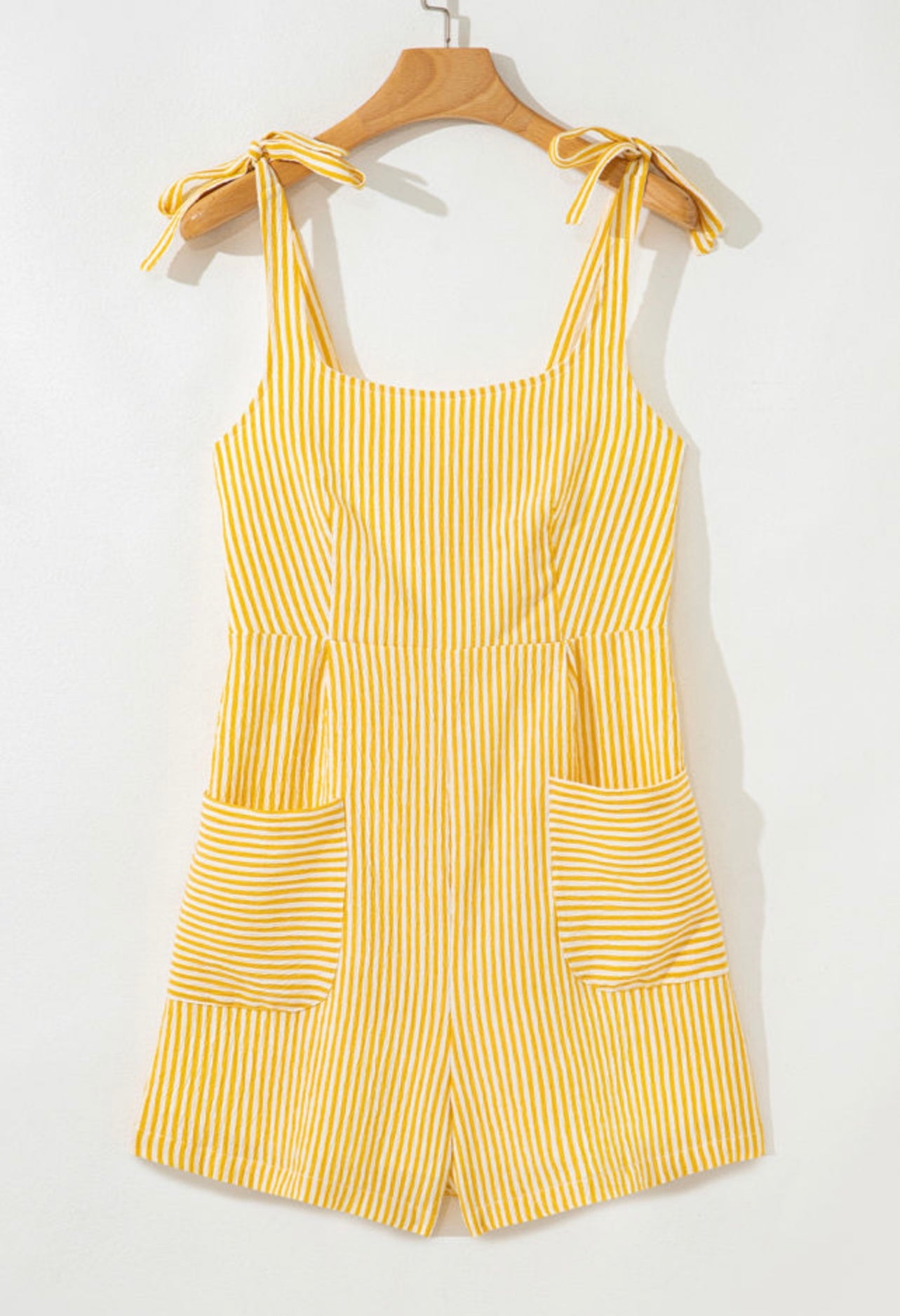 Yellow tie strap romper