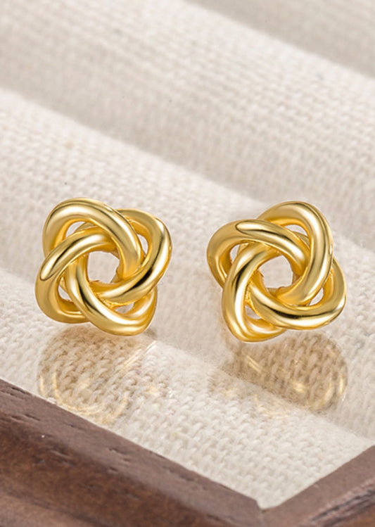 Gold knotted stud earrings