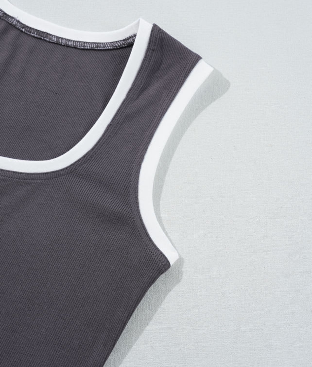 Carbon grey ribbed knit tank