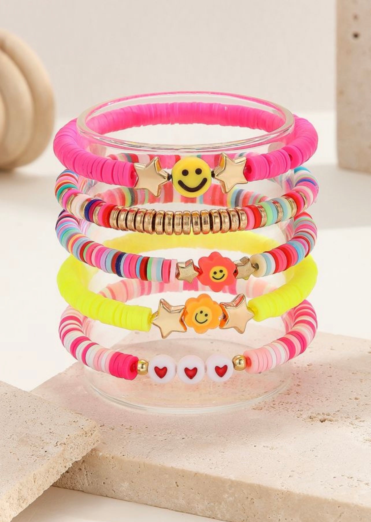 Smiley pink girly friendship bracelets