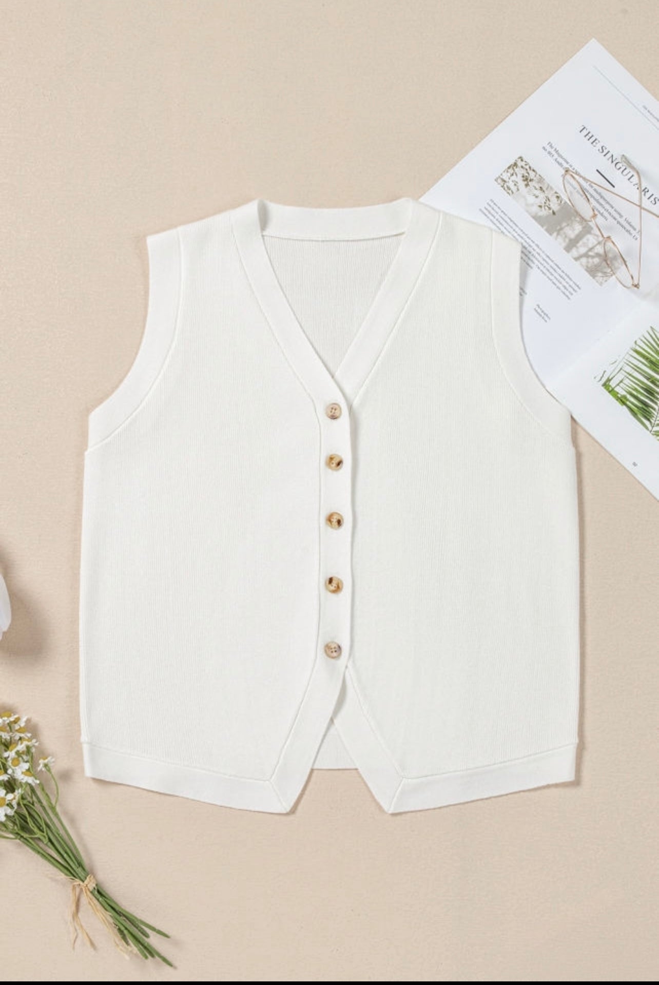 V neck buttoned sweater vest