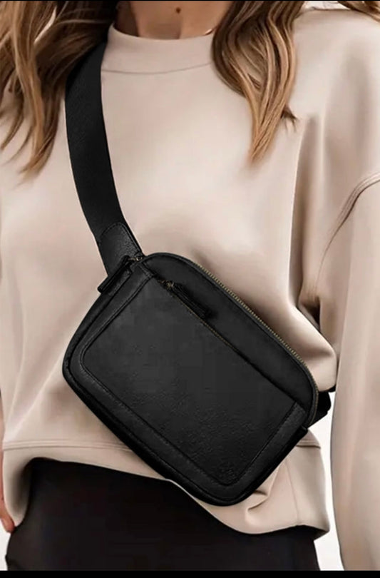 Black multi-zipped crossbody bag