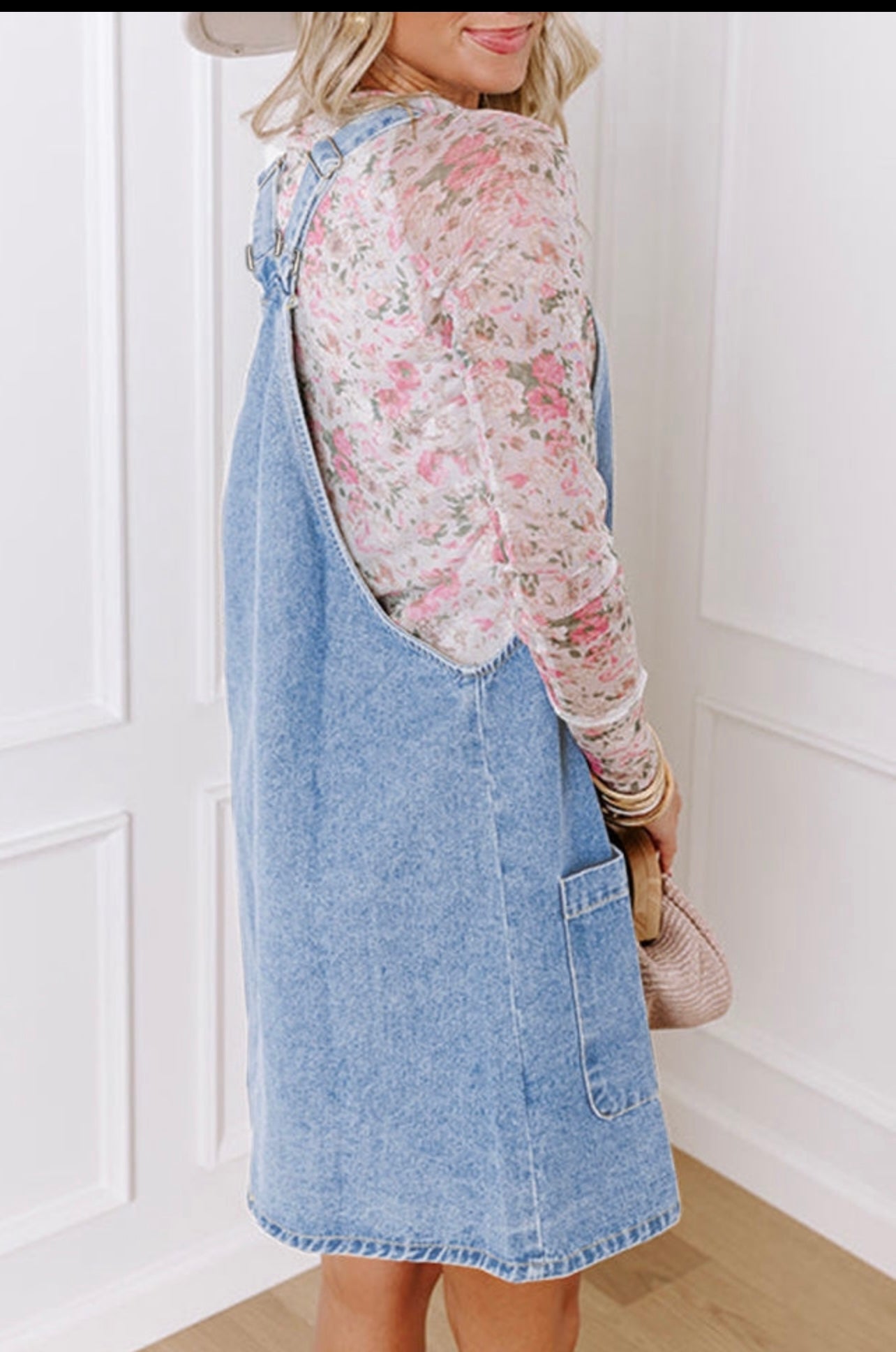 Button front denim dress