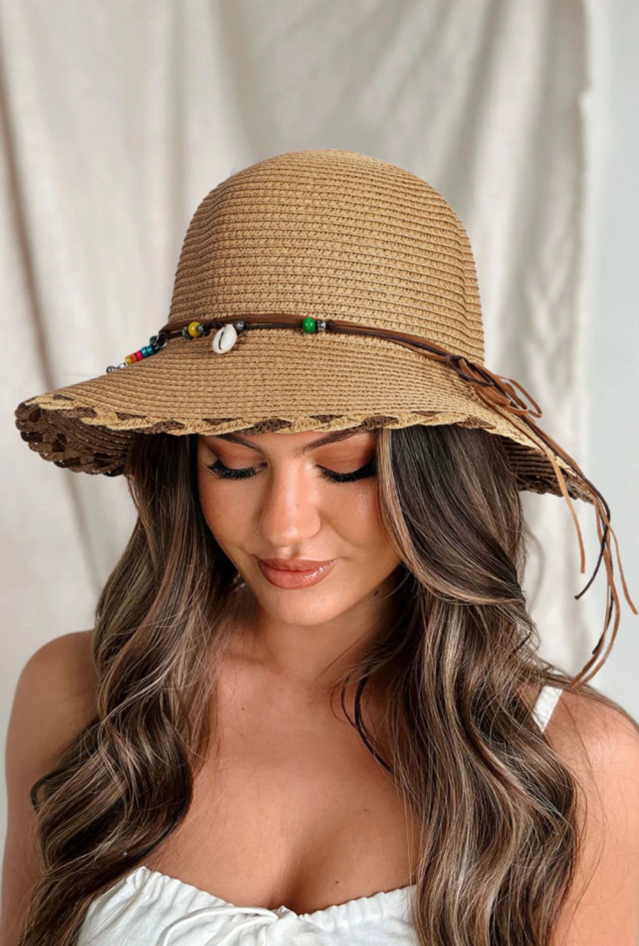 Boho woven sun hat