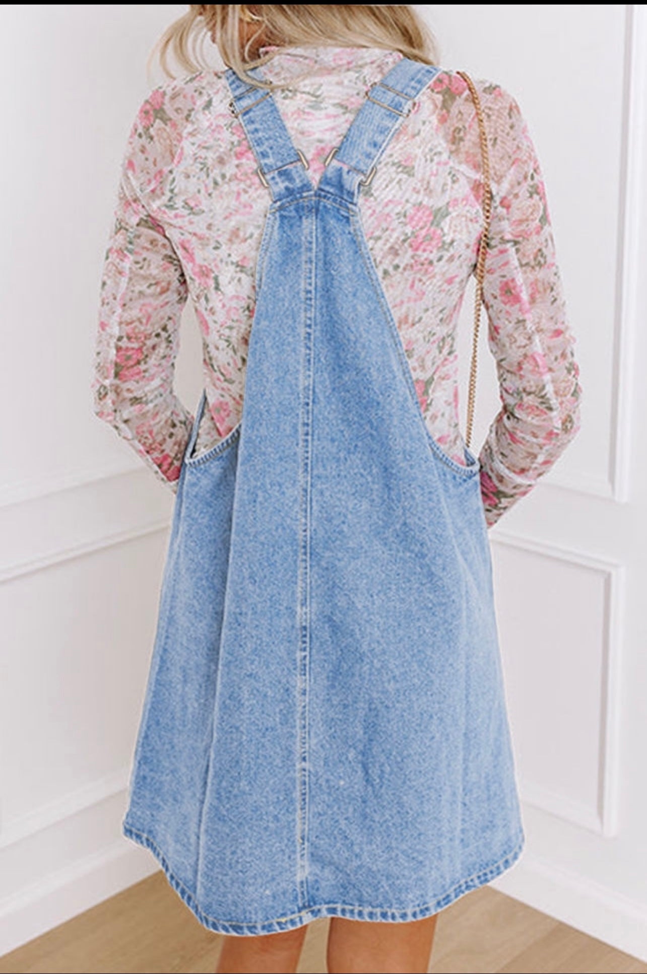 Button front denim dress